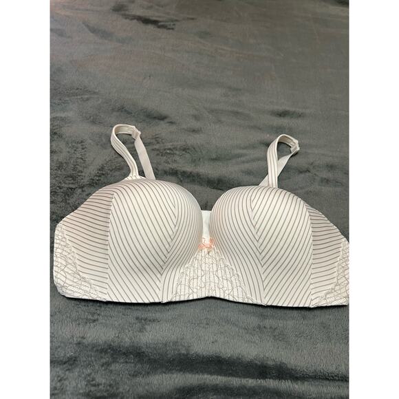 Cacique Simply Wire Free T-shirt Bra, cream with gold stripes and lace, 42DD - Picture 3 of 15